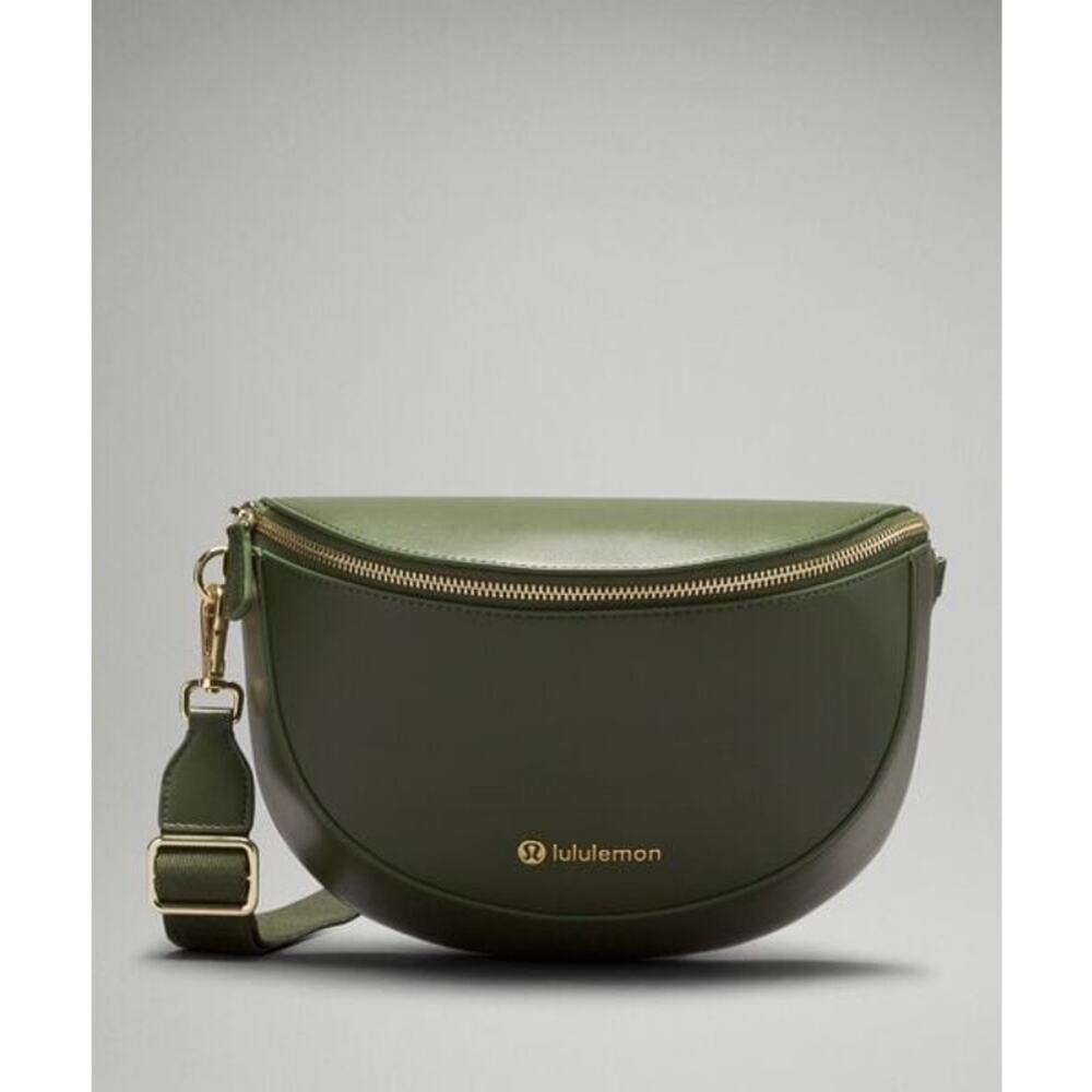 Lululemon Green Crossbody Cactus Leather Alternative Saddle Bag